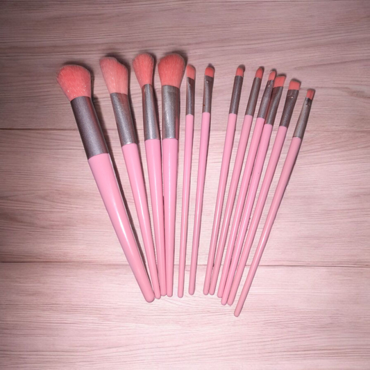 Set de 12 pinceaux de maquillage fantaisie – Rose