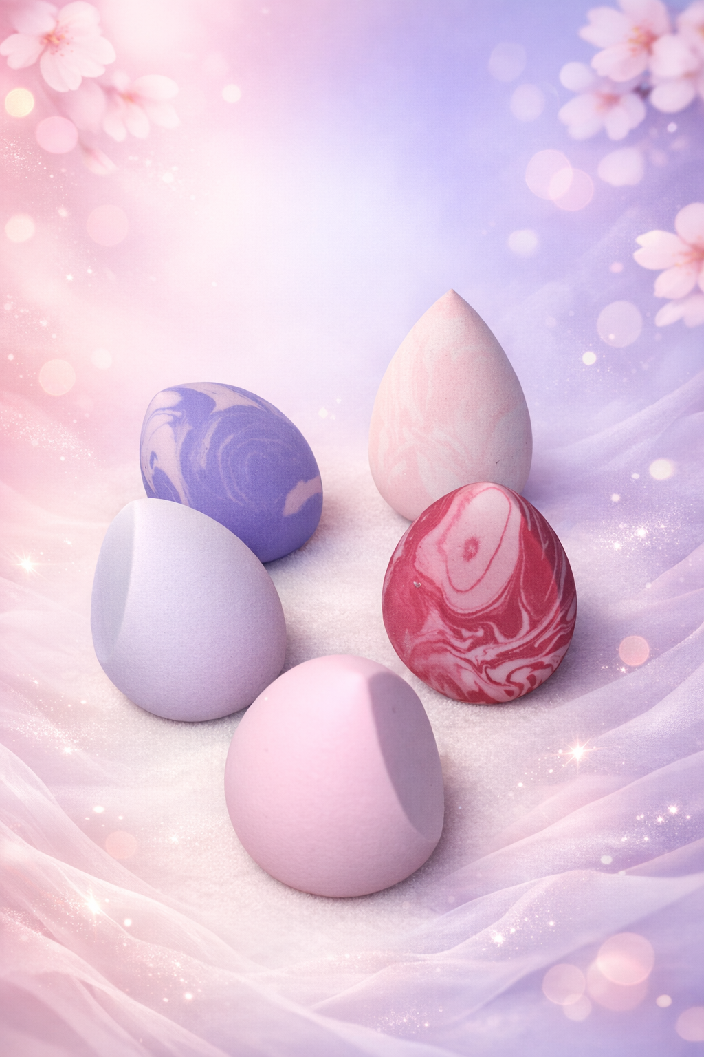 Éponges maquillage fantaisie – Set de 5 pièces🩷🎀