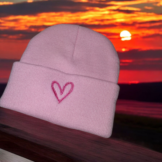 Bonnet fantaisie rose brodé cœur🩷🎀